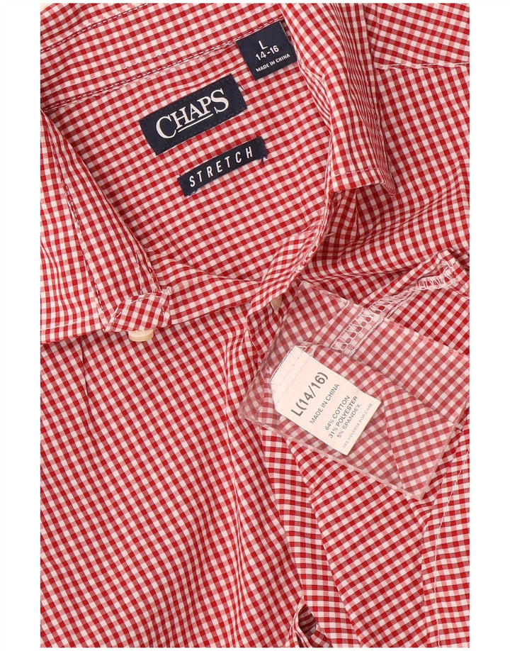 Camicia elasticizzata Chaps Boys 12-13 anni Grande in cotone a quadretti rossi