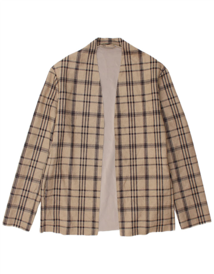 Giacca blazer aperta da uomo ZARA UK 40 poliestere a quadri beige grande