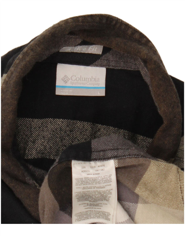 Camicia in flanella da uomo Columbia, cotone scozzese grande marrone
