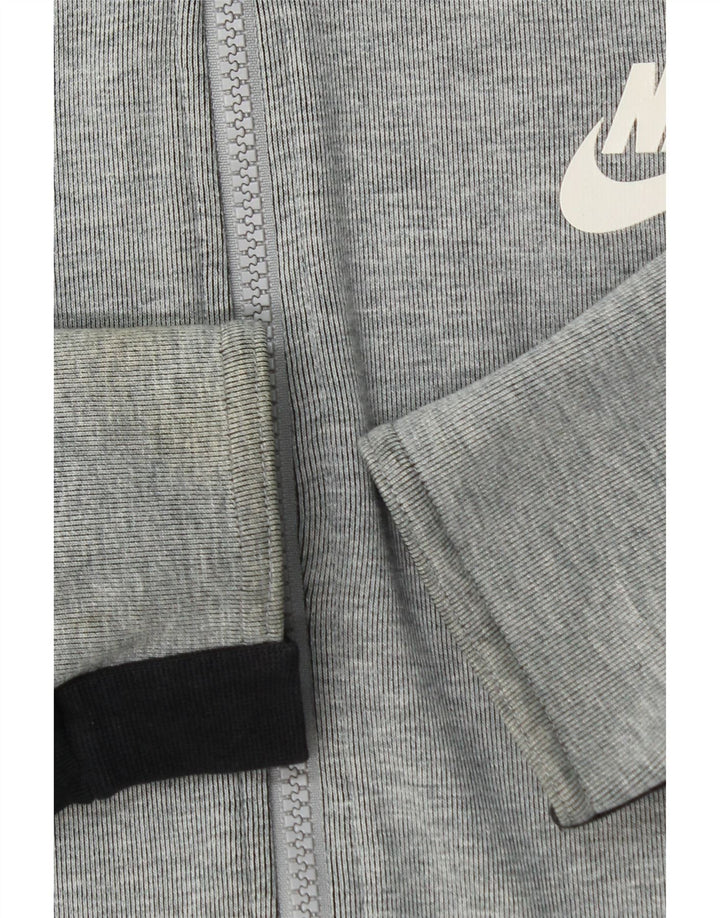 NIKE Felpa con cappuccio e zip da uomo in cotone color block grigio medio