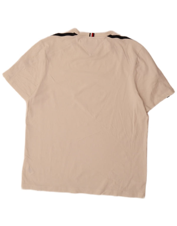 T-shirt da uomo Tommy Hilfiger Top Large in cotone color block bianco sporco