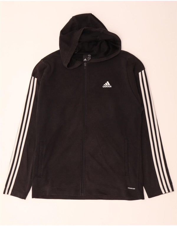 Felpa con cappuccio e zip Adidas Aeroready da uomo, grande, in cotone nero