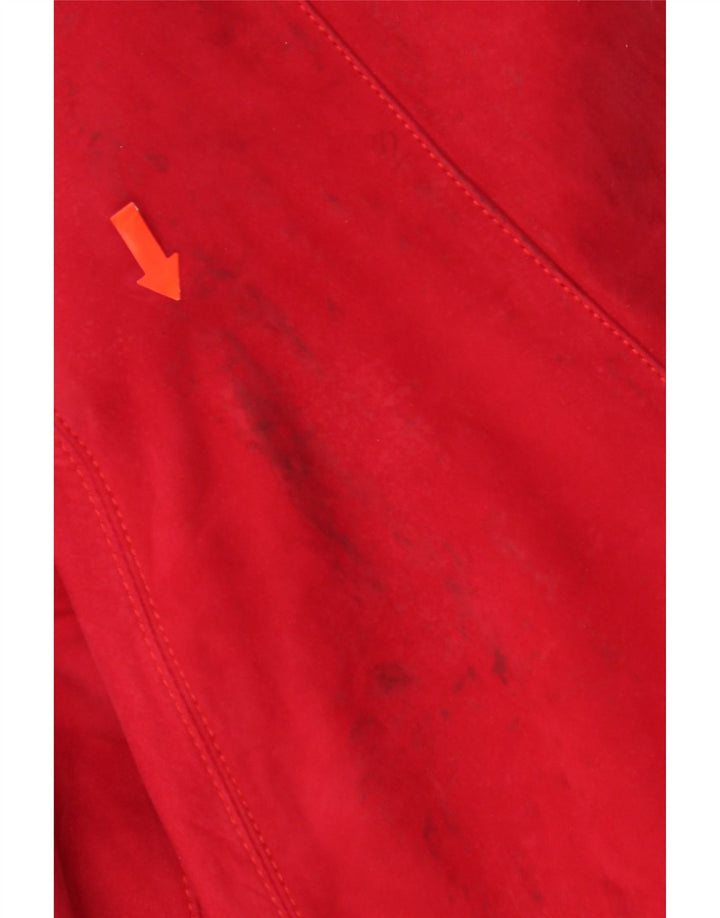 Soprabito vintage da donna oversize in pelle scamosciata UK 14 in pelle rossa media