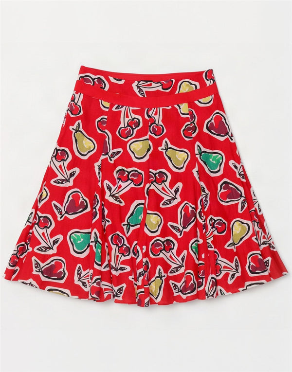 Hobbs Womens Graphic A-Line Skirt UK 12 Medium W32 Red Flax