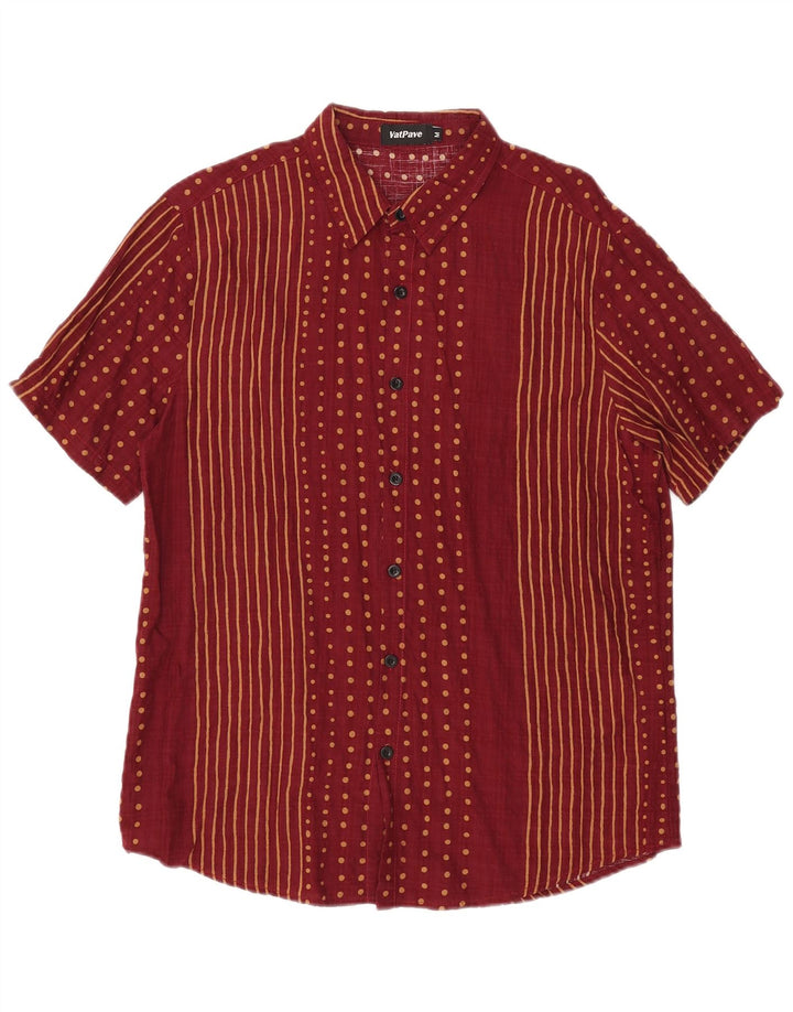 Camicia a maniche corte da uomo Vatpave in cotone geometrico bordeaux medio