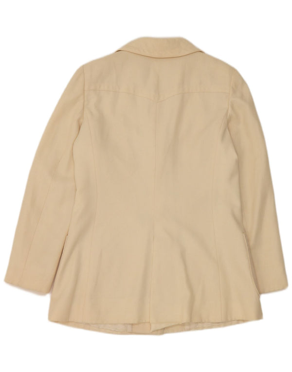 Giacca blazer vintage da donna a 3 bottoni IT 46 grande bianco sporco