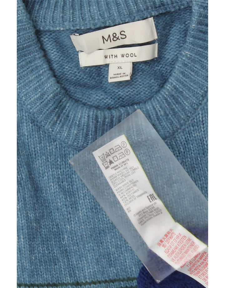 Maglione maglione girocollo da uomo Marks & Spencer XL a righe multicolore