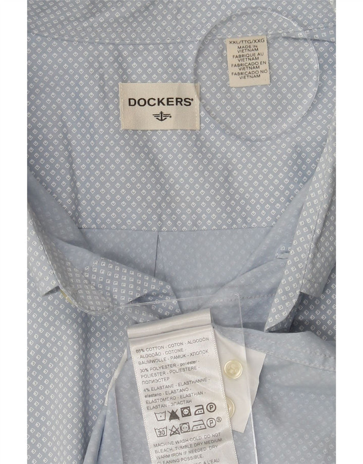 DOCKERS Mens Shirt 2XL Blue Geometric Cotton Vintage Dockers and Second-Hand Dockers from Messina Hembry 