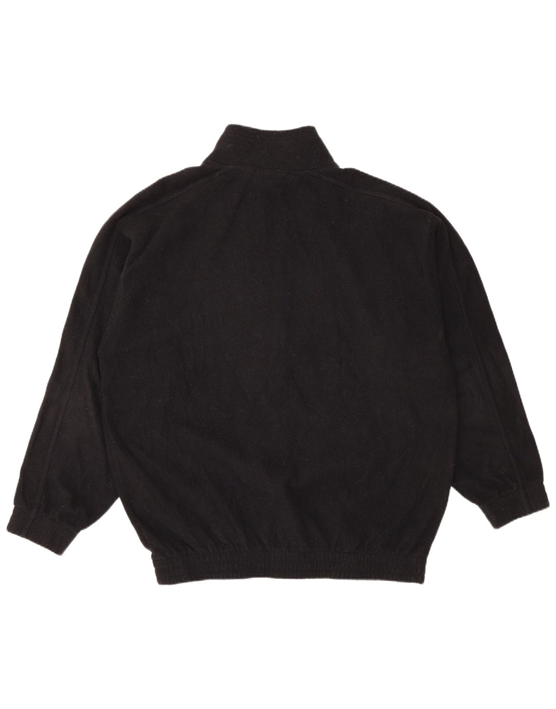 REEBOK Mens Zip Neck Fleece Jumper Medium Black Polyester
