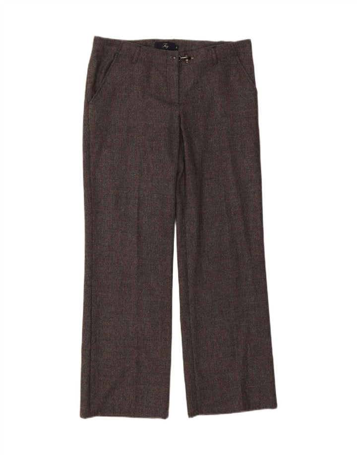 FAY Womens Straight Chino Trousers IT 42 Medium W32 L30 Grey Striped Wool Vintage Fay and Second-Hand Fay from Messina Hembry 