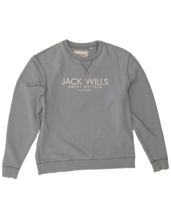 Felpa grafica da uomo Jack Wills, maglione, cotone blu medio