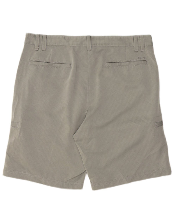 Pantaloncini cargo da golf da uomo IZOD W36 Large in poliestere grigio a spina di pesce