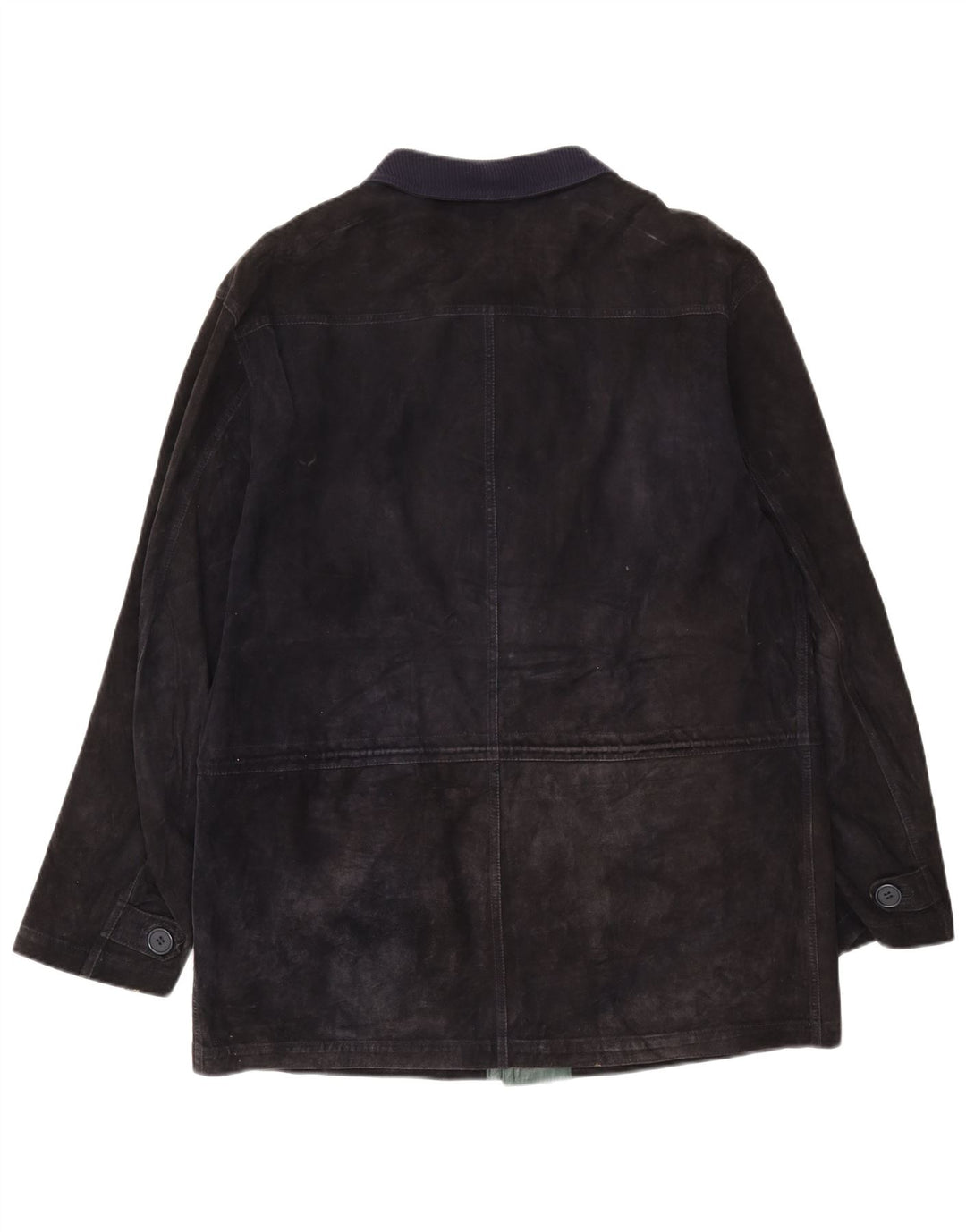 Giacca vintage in pelle scamosciata da uomo IT 50 grande in pelle blu navy