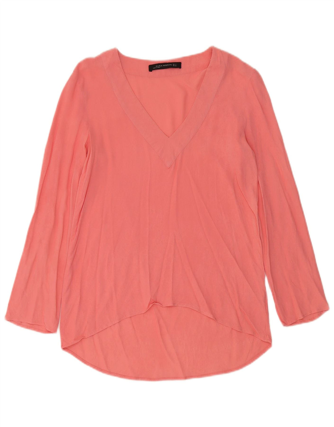 Top tunica a maniche lunghe da donna Zara UK 10 Small rosa viscosa
