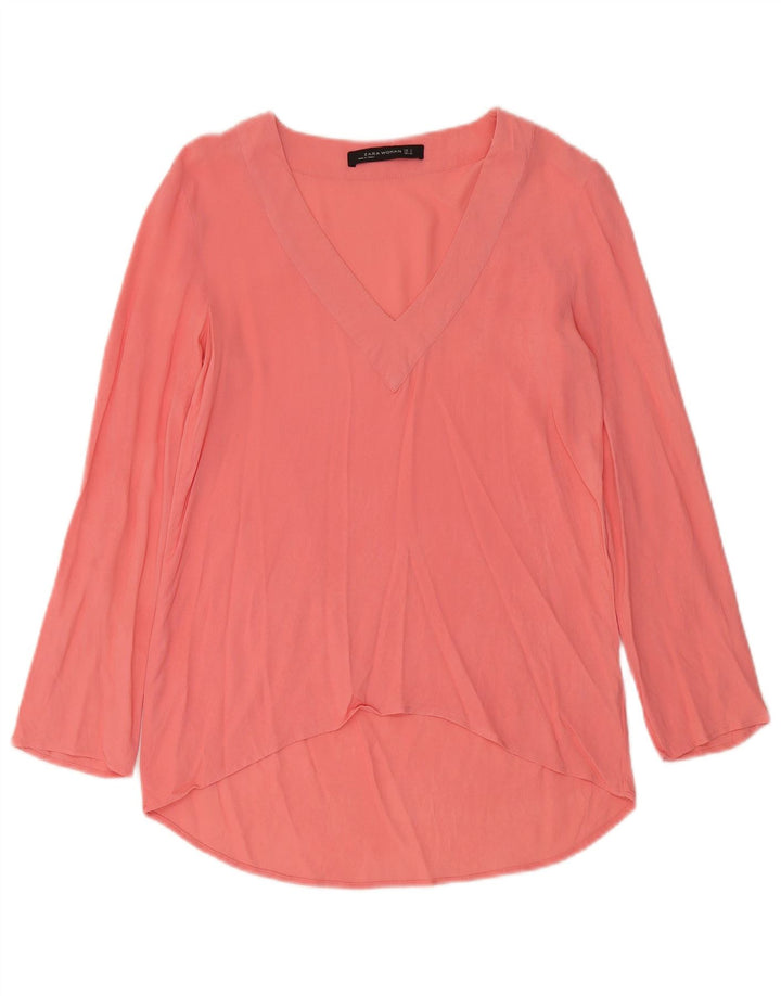 Top tunica a maniche lunghe da donna Zara UK 10 Small rosa viscosa