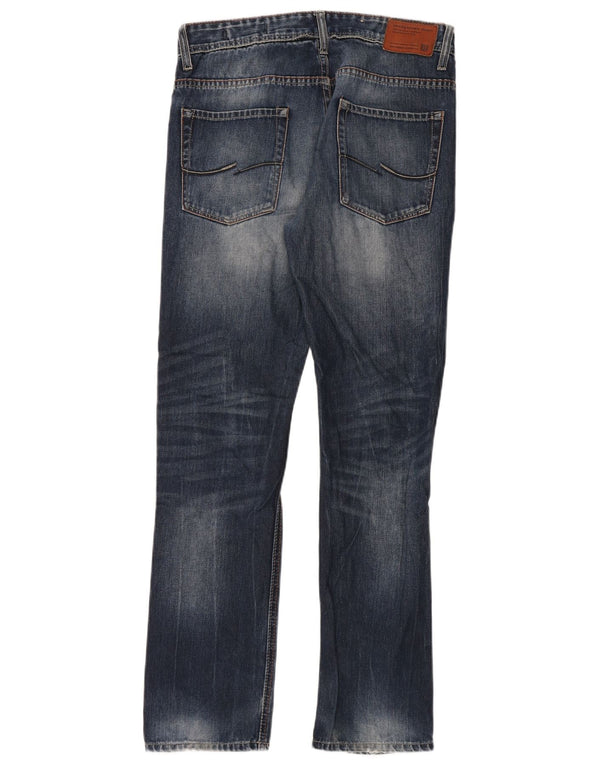 Jack & Jones Mens Acid Wash Straight Jeans W32 L32 Blue