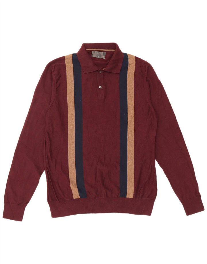 MARKS & SPENCER Maglione da uomo con collo alto color block bordeaux medio