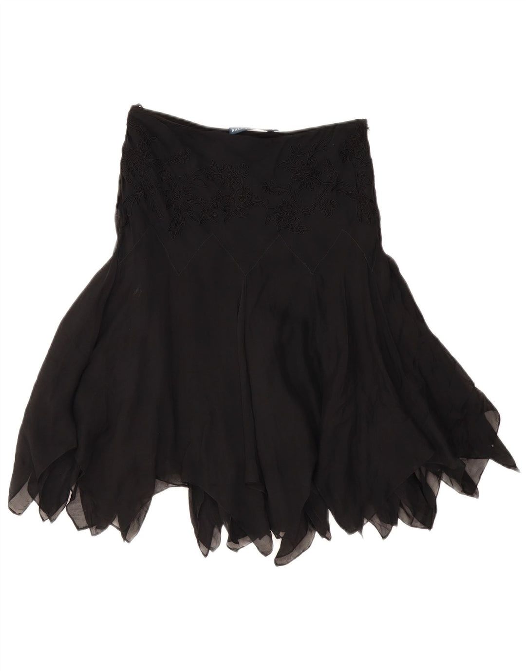 Gonna asimmetrica da donna RALPH LAUREN US 6 media W28 seta nera