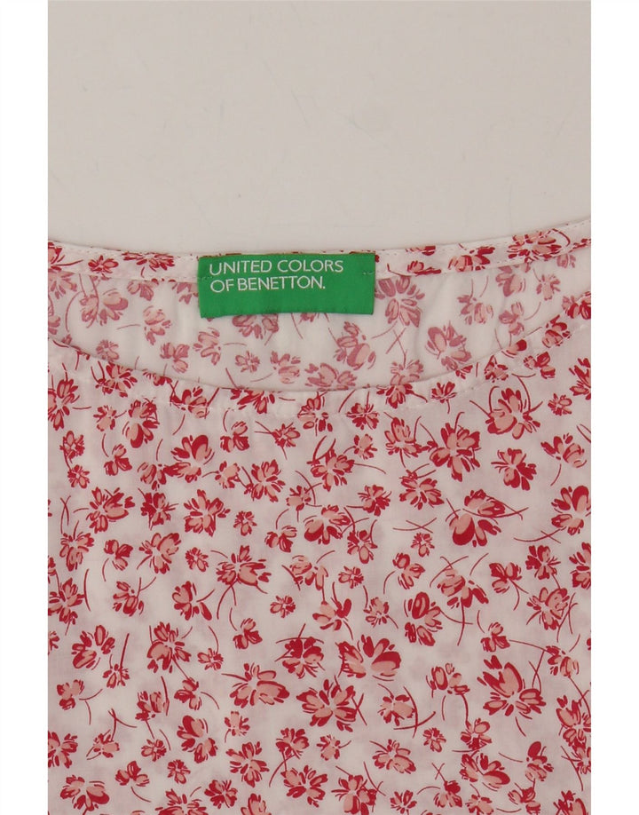 BENETTON Womens Blouse Top UK 18 XL Red Floral Vintage Benetton and Second-Hand Benetton from Messina Hembry 