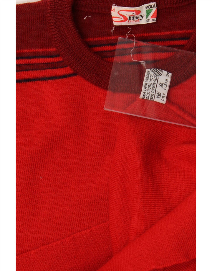 Maglione maglione girocollo da donna SILVY IT 54 3XL Lana vergine a righe rosse