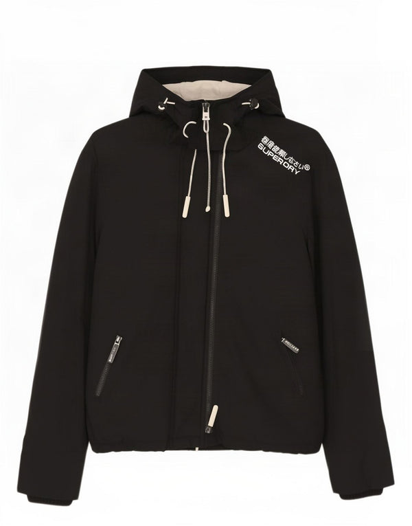 Giacca a vento da uomo con cappuccio Superdry Windcheater UK 40 Large in nylon nero
