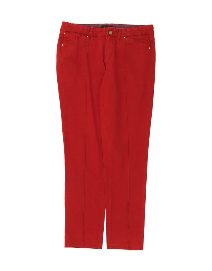 MASSIMO DUTTI Womens Slim Casual Trousers W28 L27 Red Cotton Vintage Massimo Dutti and Second-Hand Massimo Dutti from Messina Hembry 