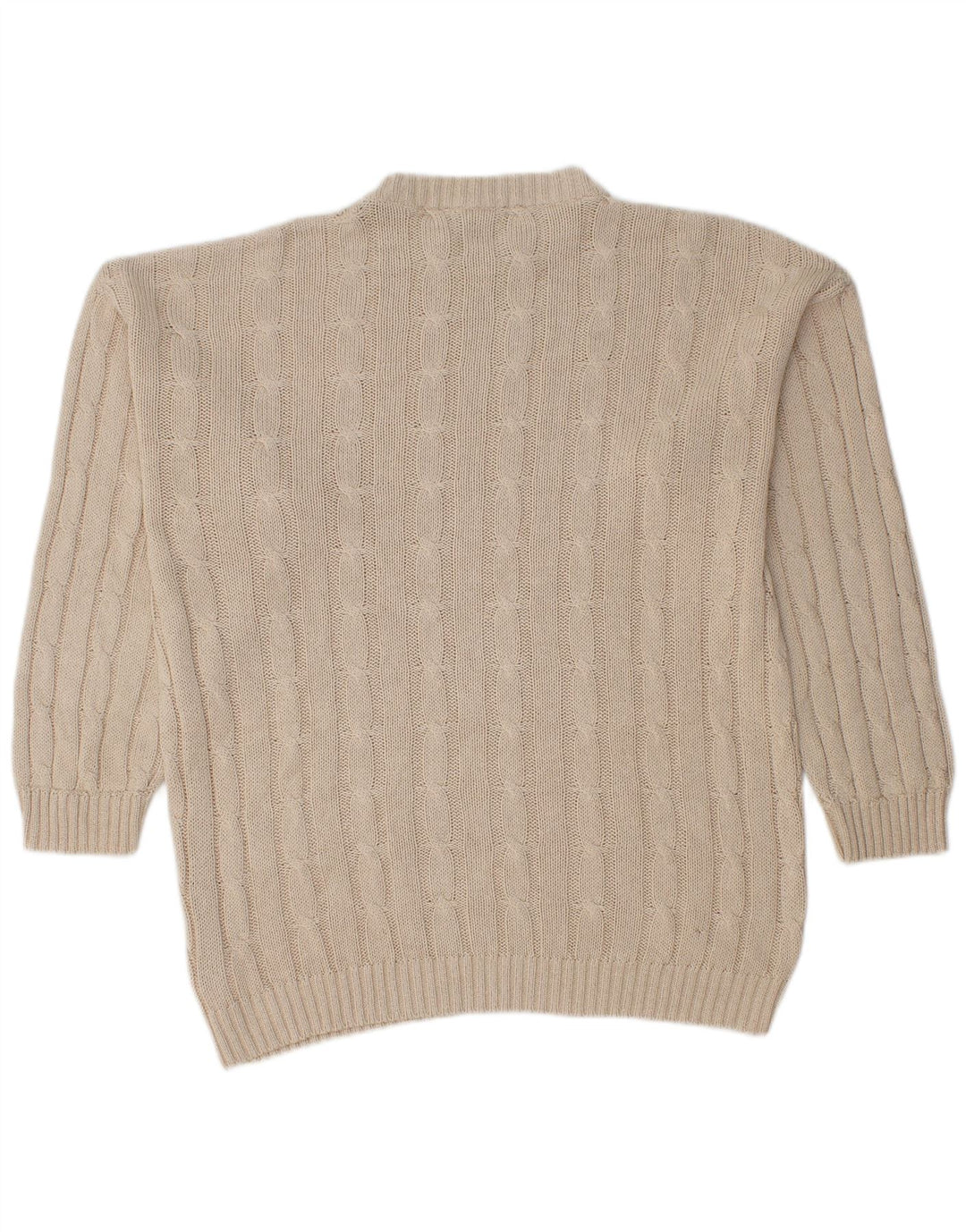 Maglione girocollo da uomo vintage in cotone beige grande
