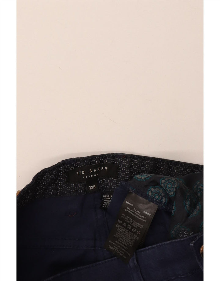 Pantaloni casual slim da uomo Ted Baker W32 L31 cotone blu navy