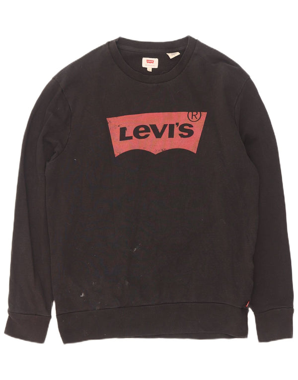 Levi's Felpa grafica da uomo in cotone nero medio
