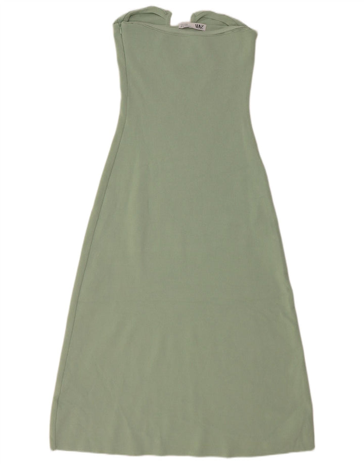 Abito senza spalline da donna Zara UK 12 Viscosa verde medio