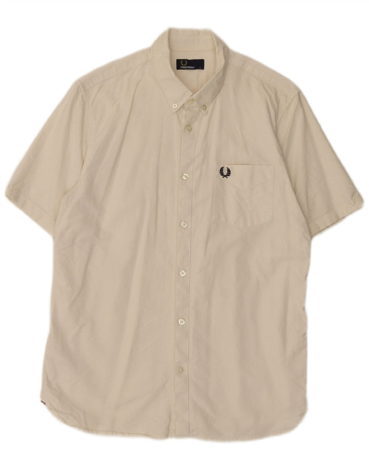 Camicia a maniche corte da uomo Fred Perry Large in cotone bianco