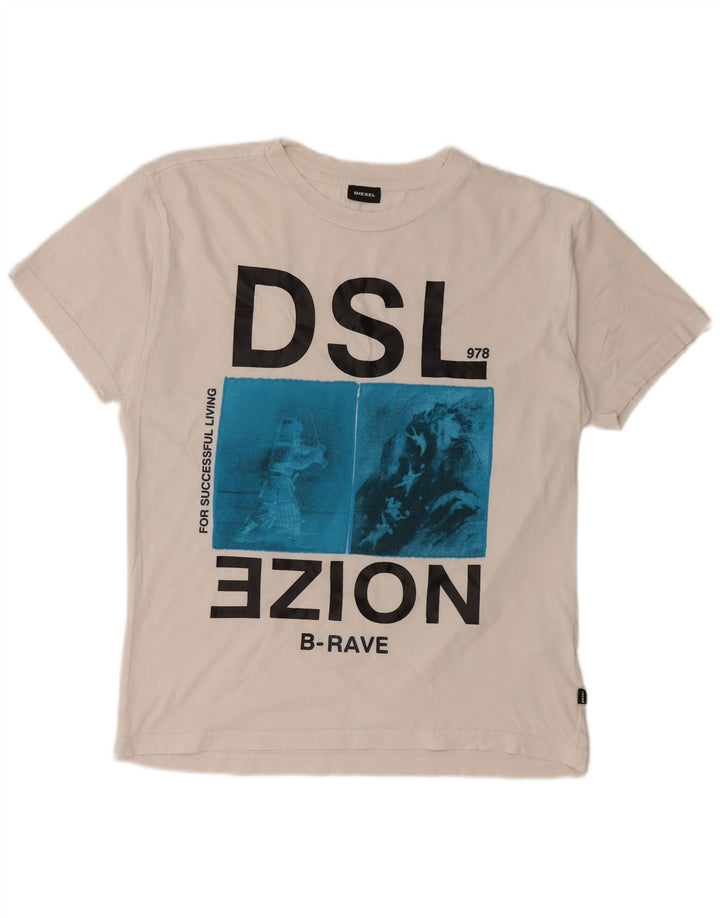 T-shirt grafica da uomo DIESEL Top in cotone bianco medio
