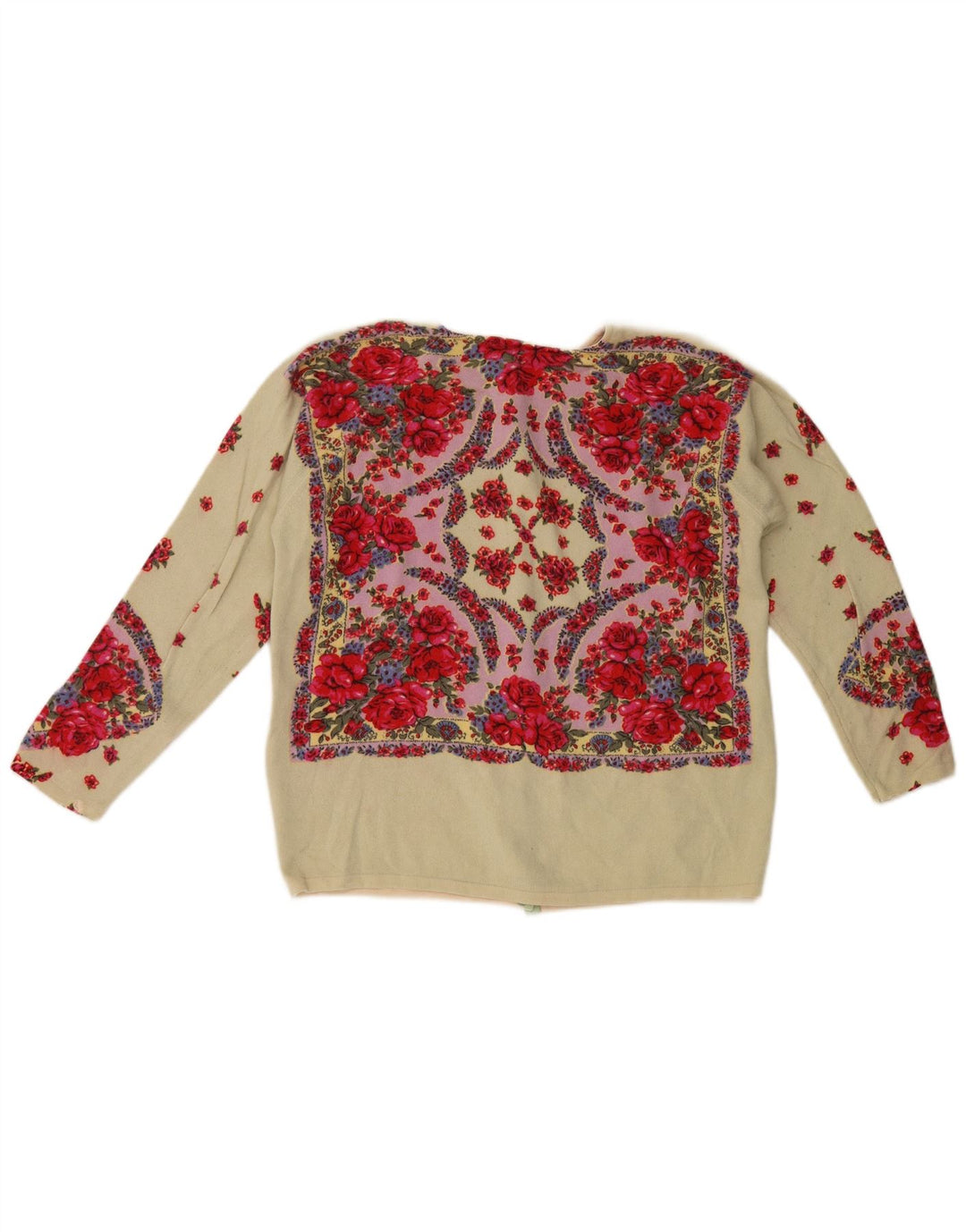 Maglia Cardigan Donna Blumarine IT 46 Large Lana Floreale Multicolore