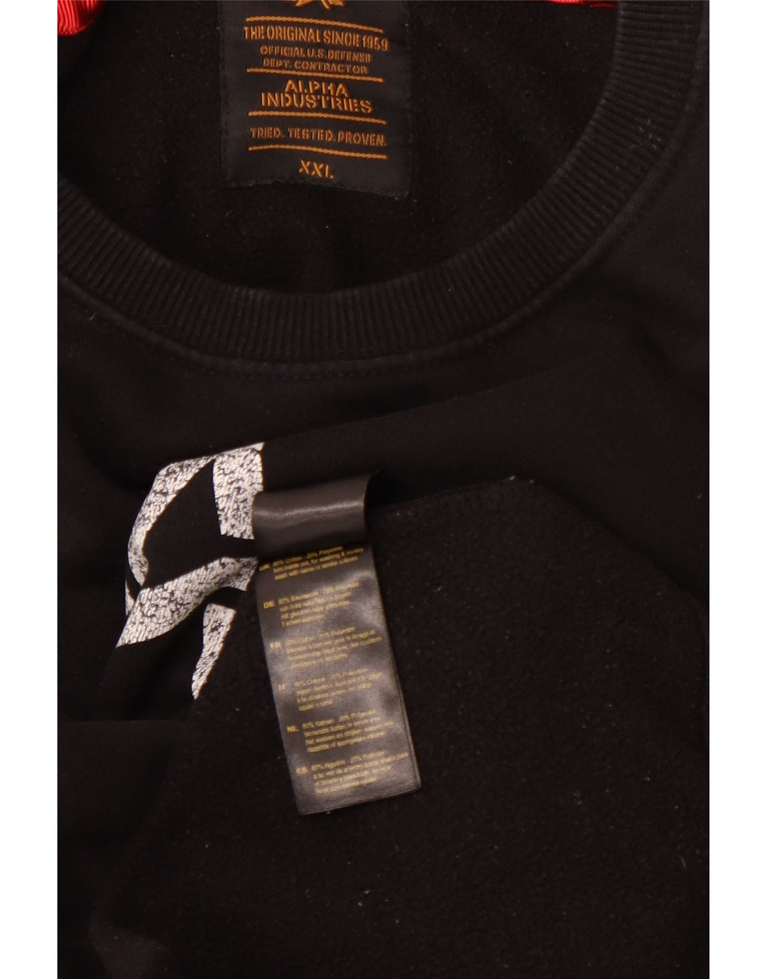 ALPHA INDUSTRIES Felpa grafica da uomo Maglione 2XL Cotone nero