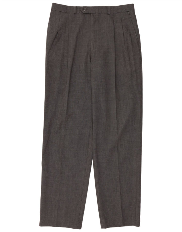 Pantaloni da abito con pegging da uomo Marks & Spencer W34 L33 in lana grigia