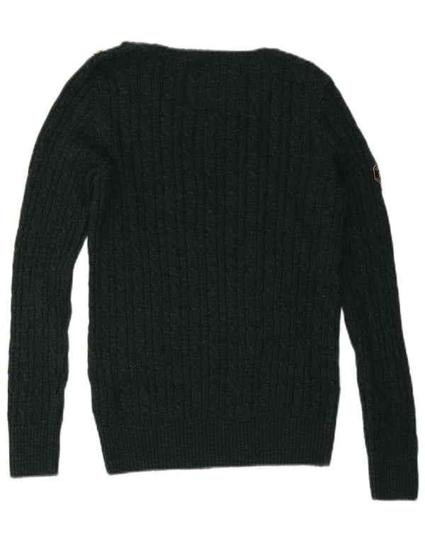 Maglione da donna con scollo a barca SUPERDRY UK 10 piccolo acrilico verde