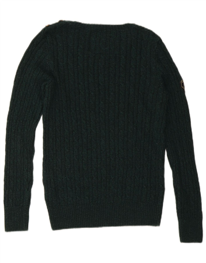 Maglione da donna con scollo a barca SUPERDRY UK 10 piccolo acrilico verde