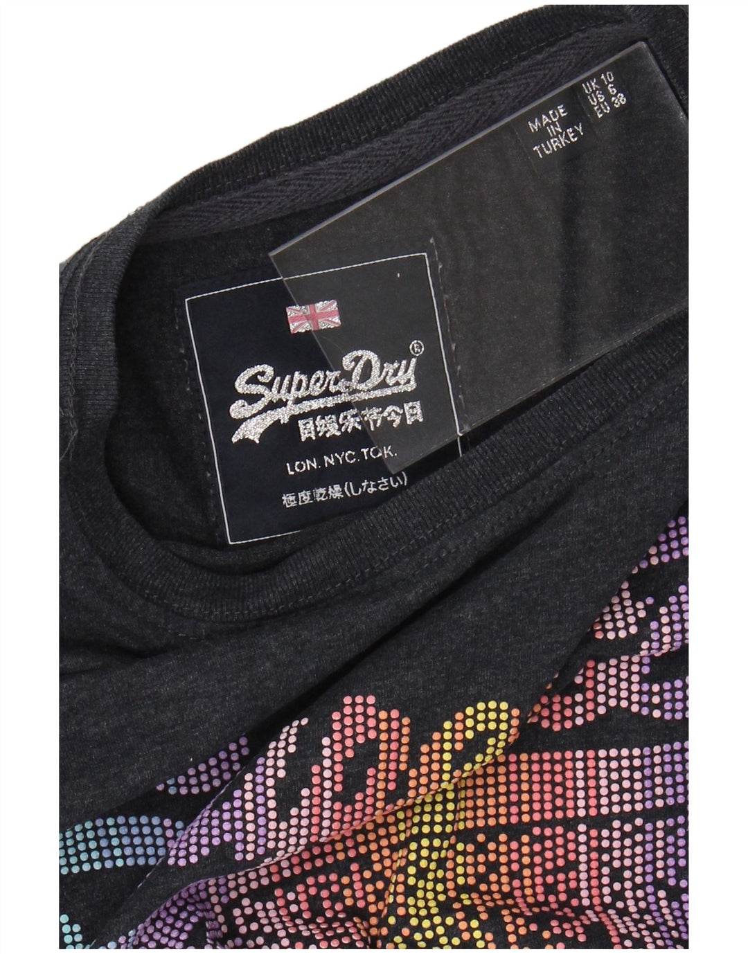 T-shirt grafica da donna SUPERDRY Top UK 10 piccola grigia