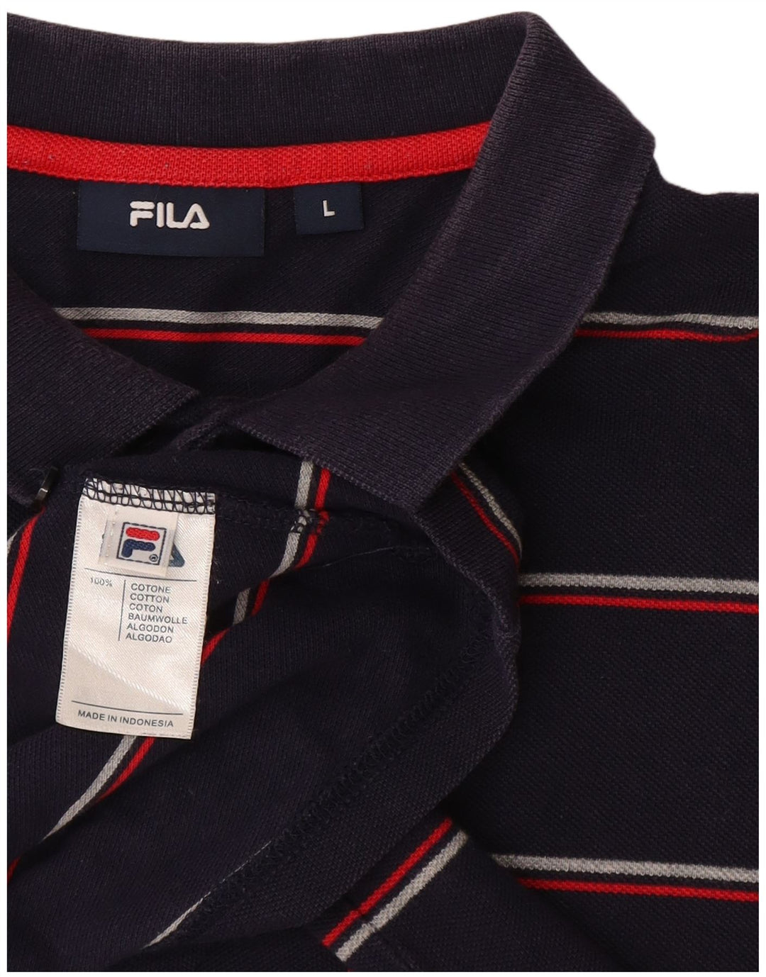 Polo da uomo Fila grande in cotone a righe blu navy