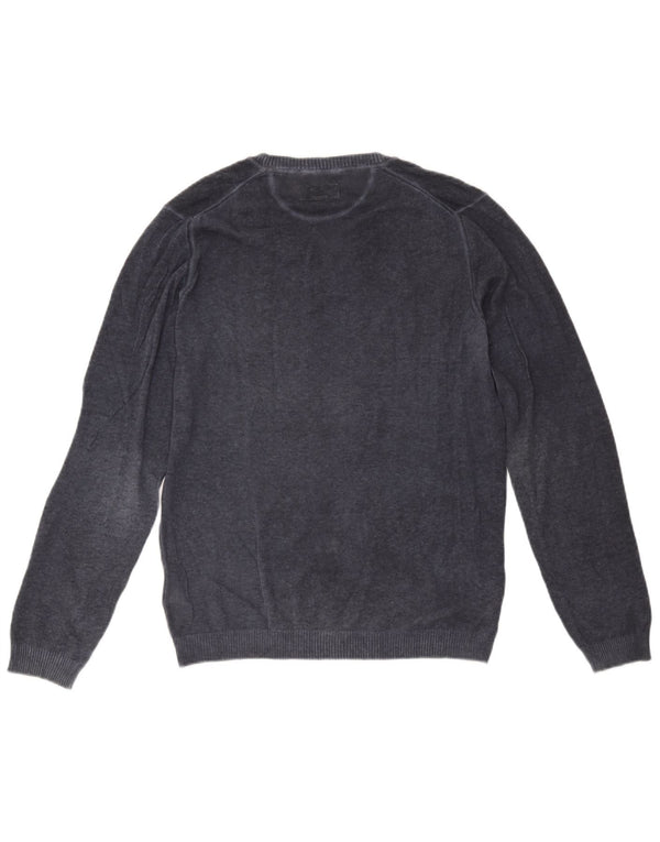 Maglione da uomo con scollo a V Marlboro Classics in cotone blu navy medio