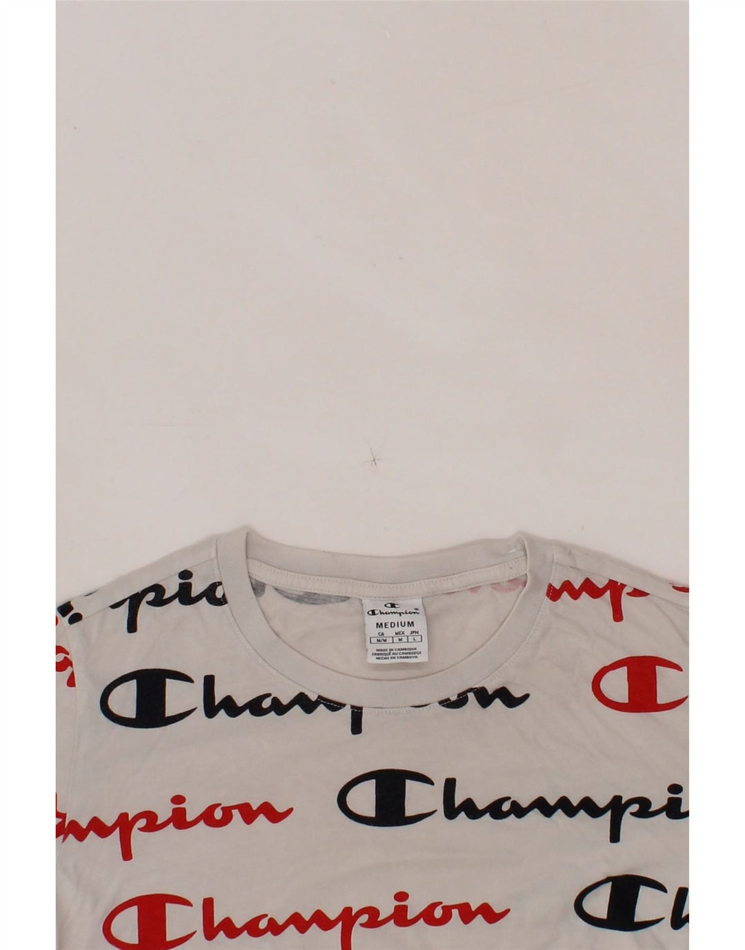 CHAMPION Womens Graphic T-Shirt Top UK 12 Medium White Cotton Vintage Champion and Second-Hand Champion from Messina Hembry 