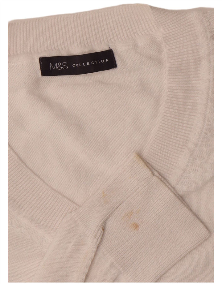 Maglione da uomo con scollo a V Marks & Spencer XL in cotone bianco
