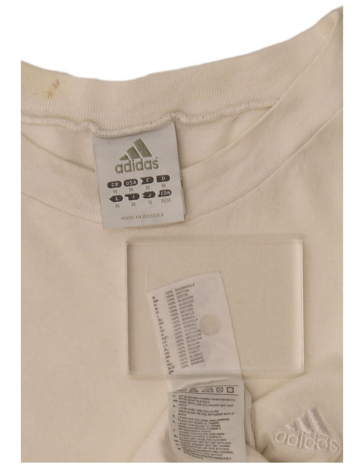 ADIDAS Womens T-Shirt Top UK 12 Medium White Cotton