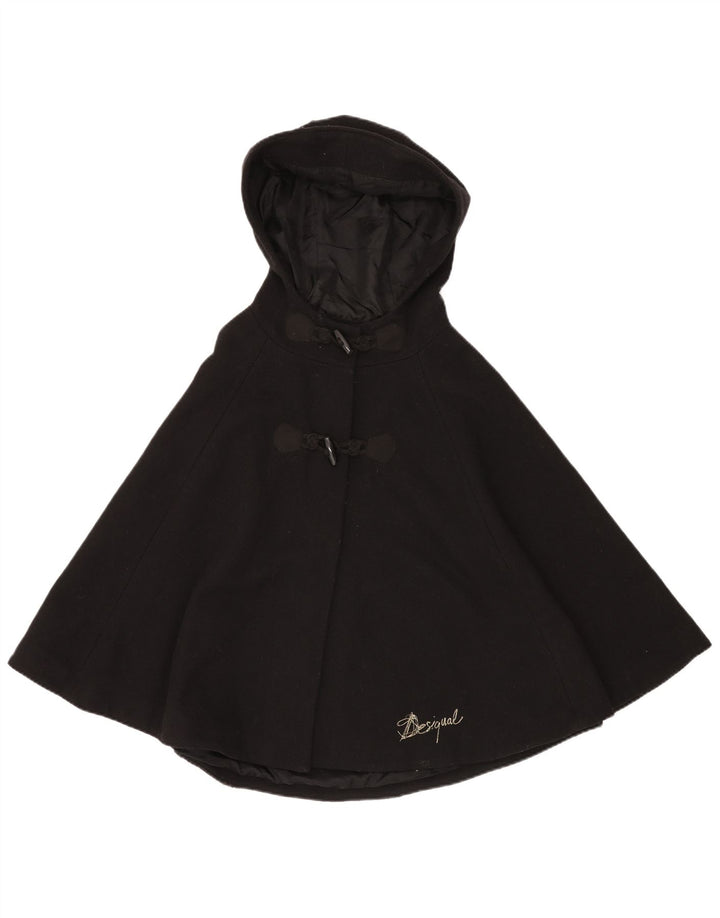 DESIGUAL Cappotto a mantella con cappuccio da donna Taglia unica Lana floreale nera