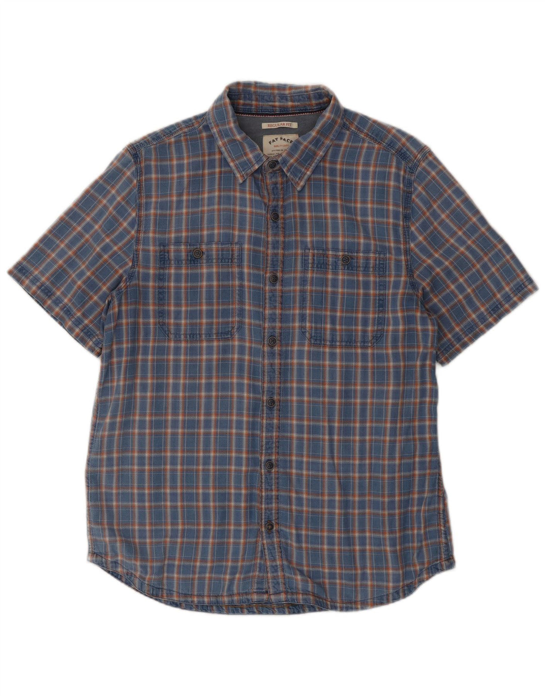 Camicia da uomo a maniche corte, vestibilità regolare, Fat Face, in cotone a quadri blu grande