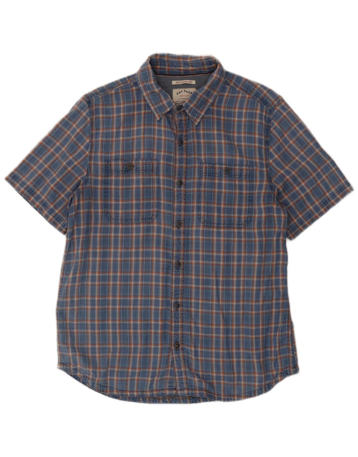 Camicia da uomo a maniche corte, vestibilità regolare, Fat Face, in cotone a quadri blu grande