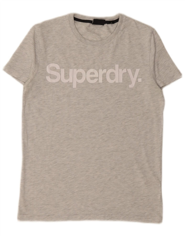 T-shirt grafica da uomo SUPERDRY Top in cotone screziato grigio medio