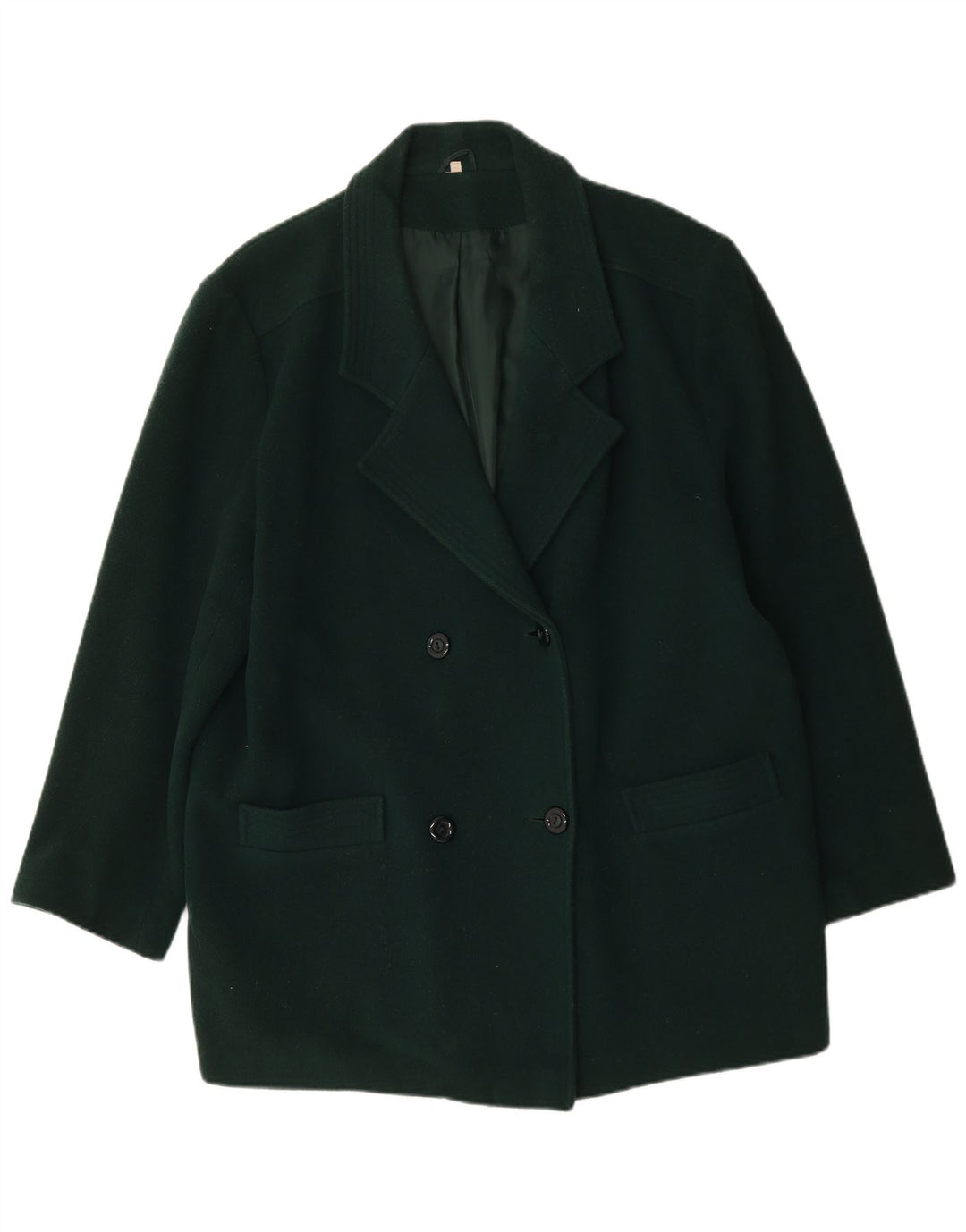 Cappotto doppiopetto oversize da donna vintage UK 18 XL lana vergine verde