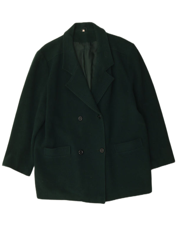 Cappotto doppiopetto oversize da donna vintage UK 18 XL lana vergine verde