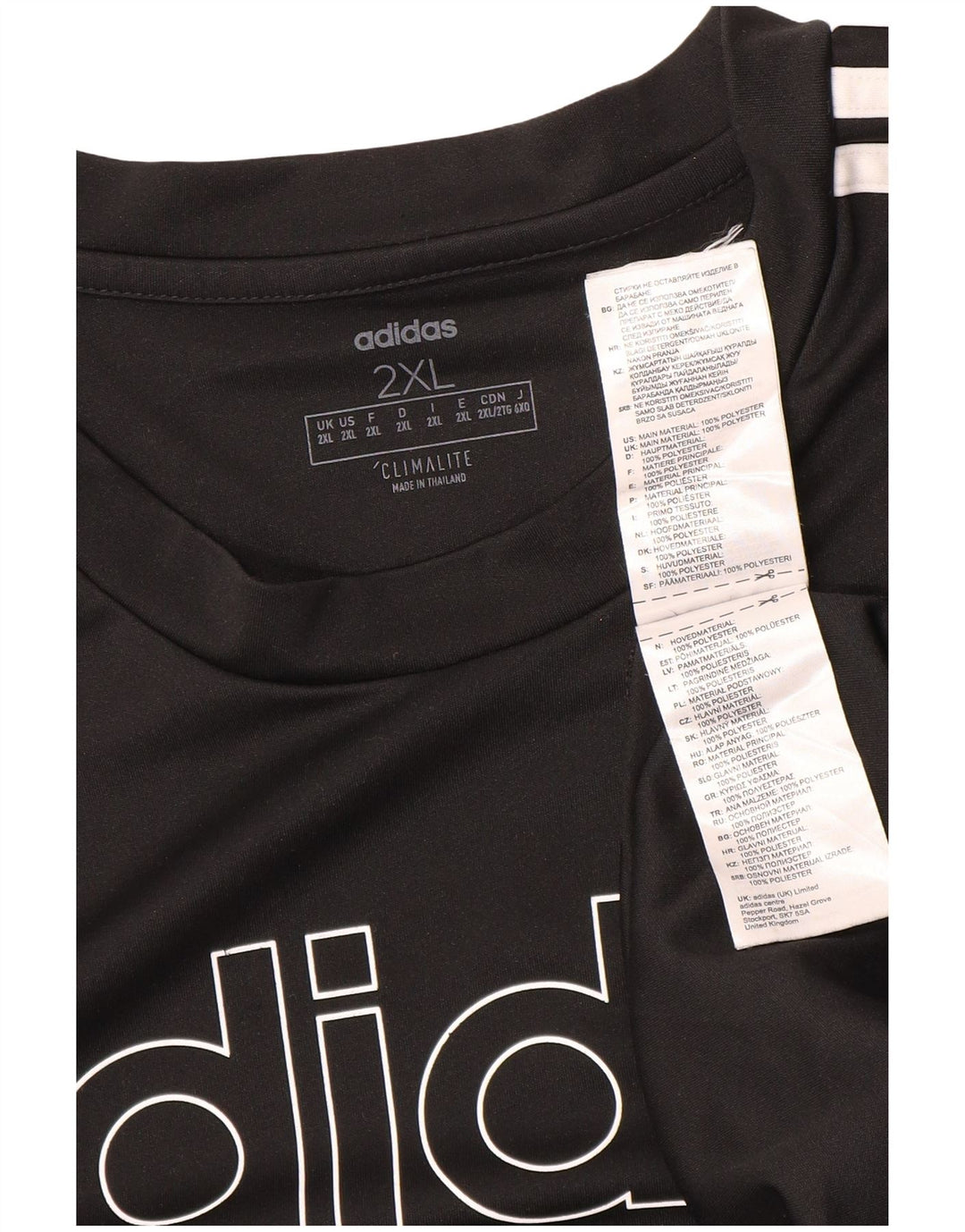 T-shirt grafica Adidas Climalite da uomo 2XL nera in poliestere